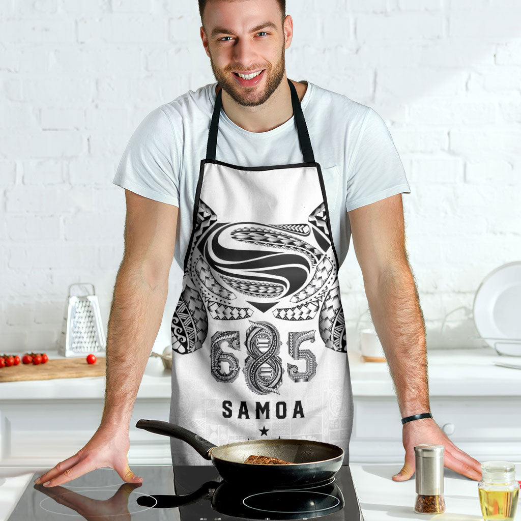 Super Samoa 685 Tribal Tattoo Apron Siapo Pattern White Edition