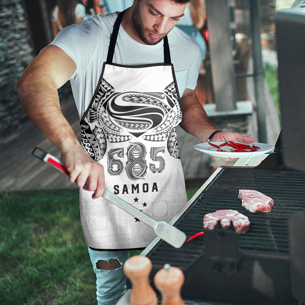 Super Samoa 685 Tribal Tattoo Apron Siapo Pattern White Edition