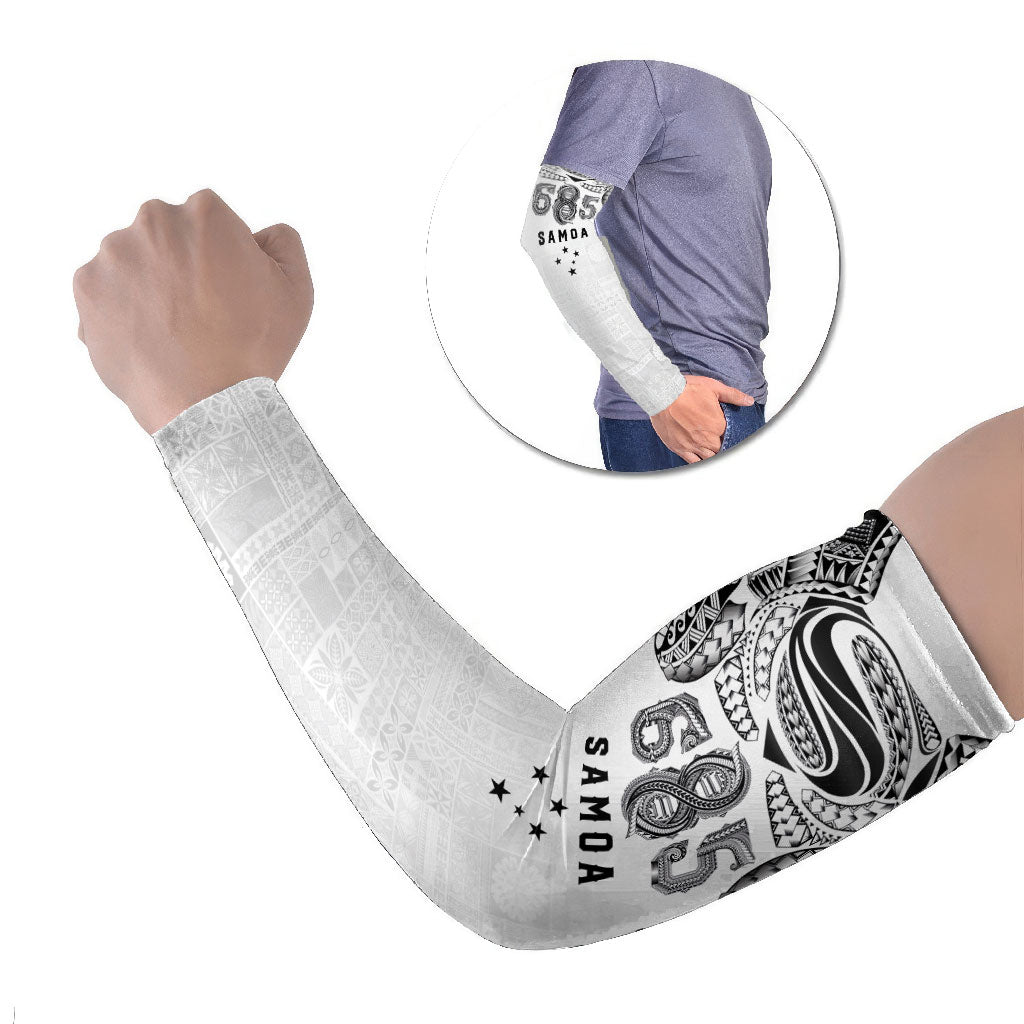 Super Samoa 685 Tribal Tattoo Arm Sleeves Siapo Pattern White Edition