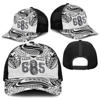 Super Samoa 685 Tribal Tattoo Baseball Net Cap Siapo Pattern White Edition