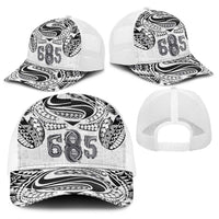 Super Samoa 685 Tribal Tattoo Baseball Net Cap Siapo Pattern White Edition