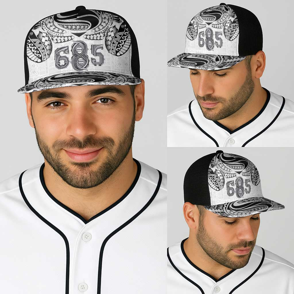 Super Samoa 685 Tribal Tattoo Baseball Net Cap Siapo Pattern White Edition