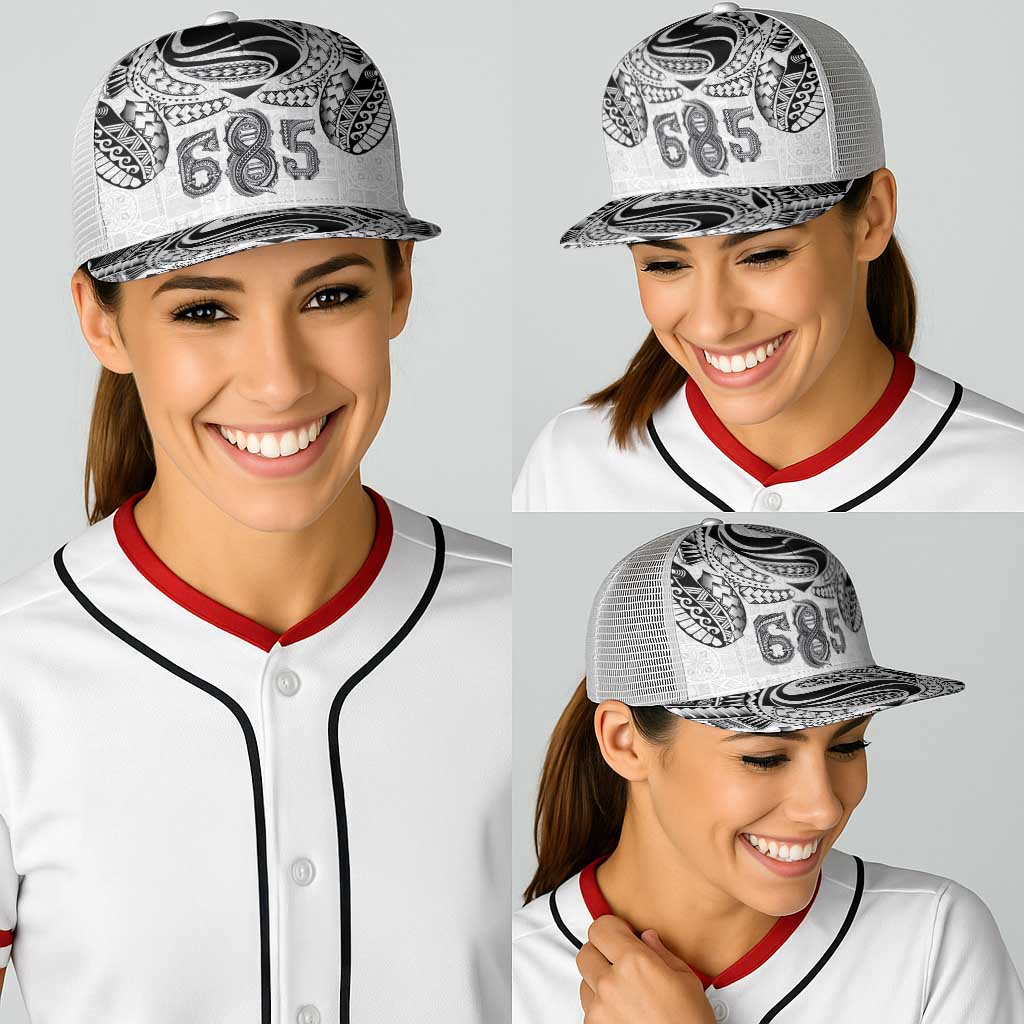 Super Samoa 685 Tribal Tattoo Baseball Net Cap Siapo Pattern White Edition