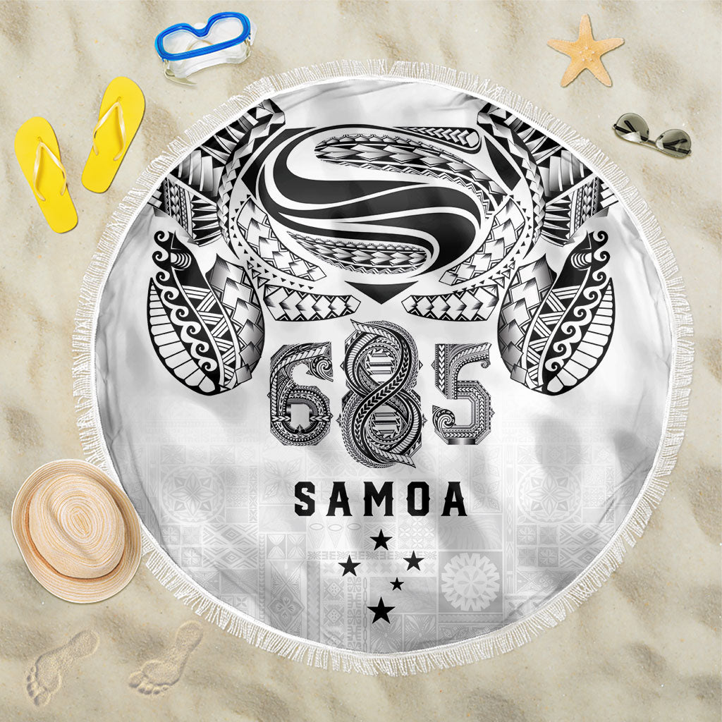 Super Samoa 685 Tribal Tattoo Beach Blanket Siapo Pattern White Edition