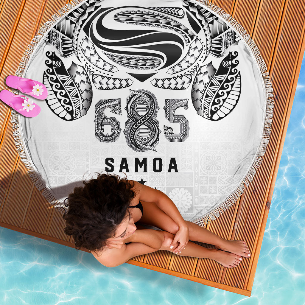Super Samoa 685 Tribal Tattoo Beach Blanket Siapo Pattern White Edition