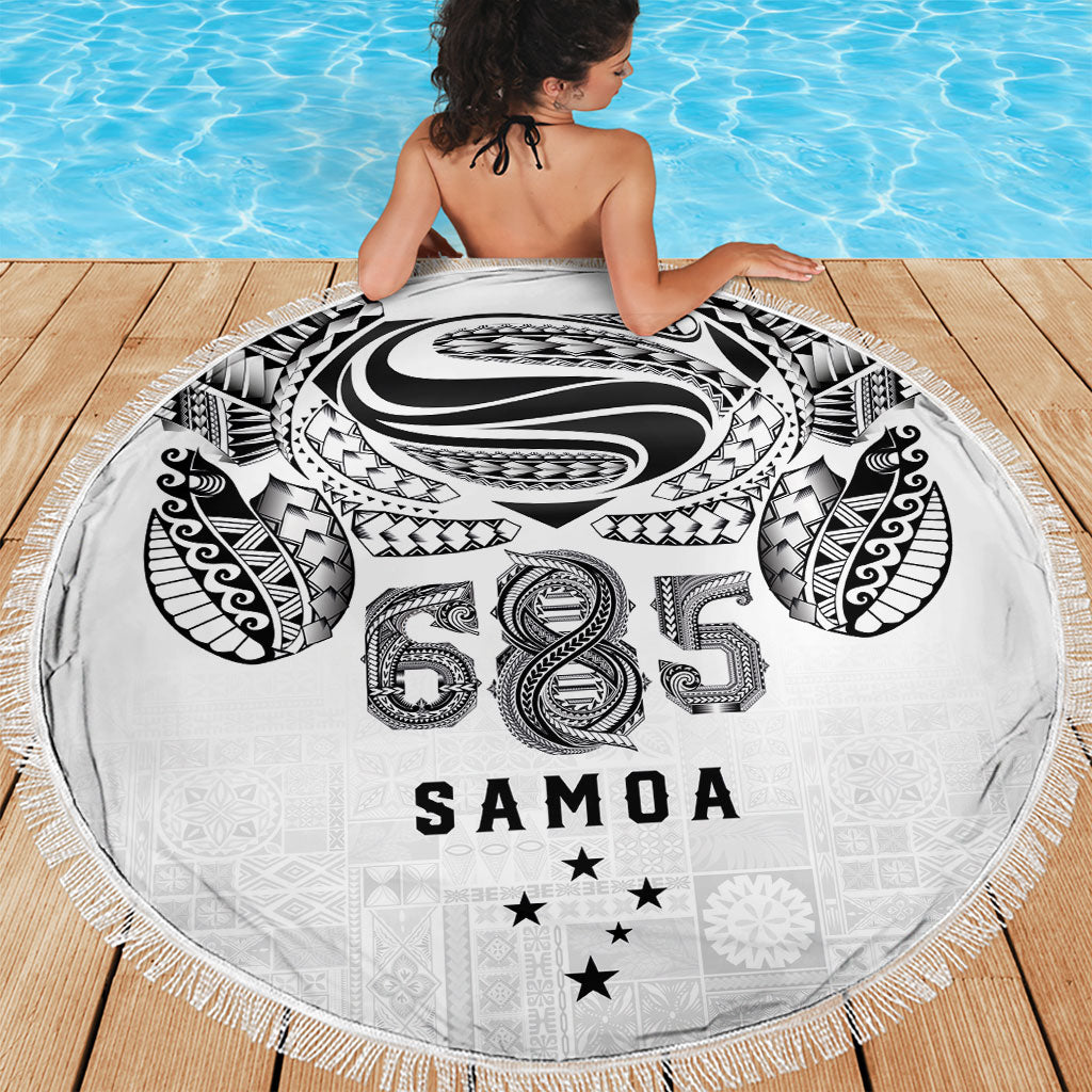 Super Samoa 685 Tribal Tattoo Beach Blanket Siapo Pattern White Edition