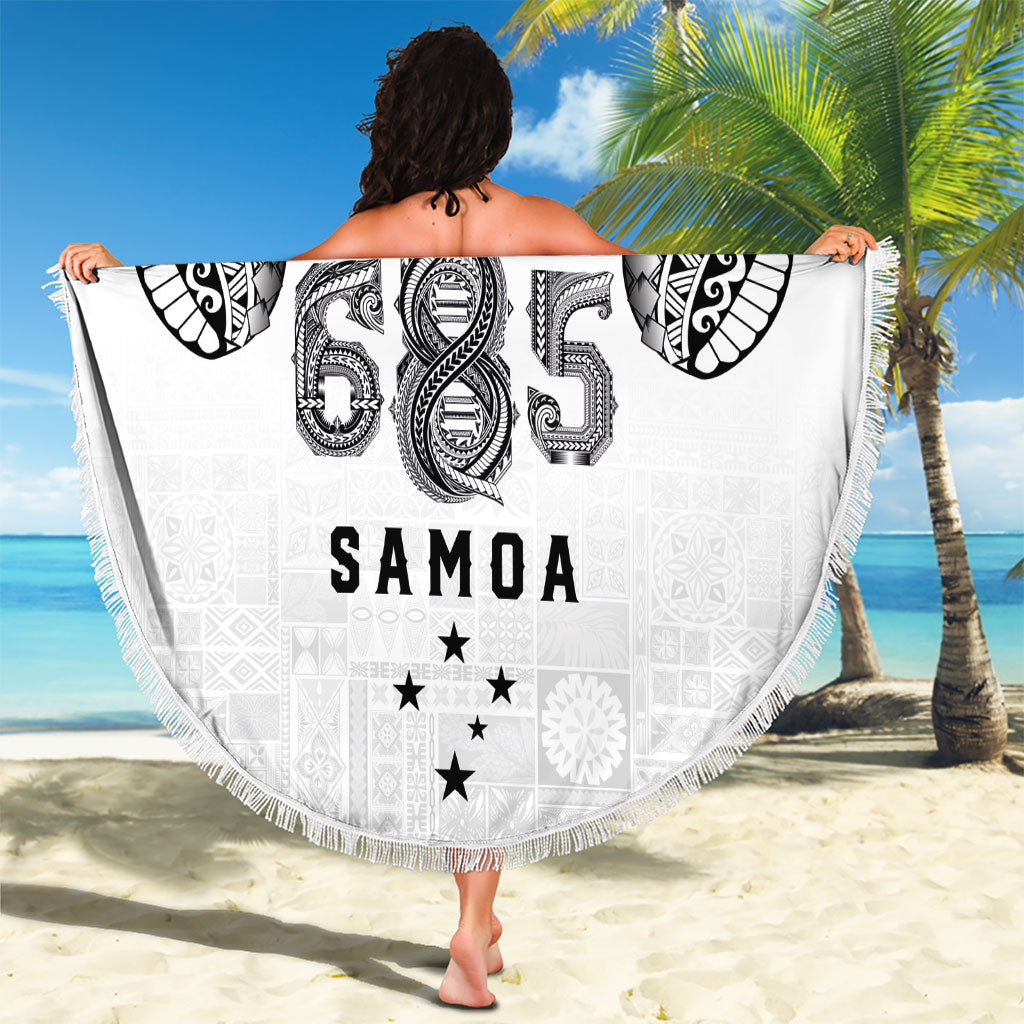 Super Samoa 685 Tribal Tattoo Beach Blanket Siapo Pattern White Edition