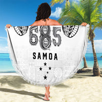 Super Samoa 685 Tribal Tattoo Beach Blanket Siapo Pattern White Edition