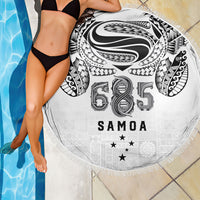 Super Samoa 685 Tribal Tattoo Beach Blanket Siapo Pattern White Edition