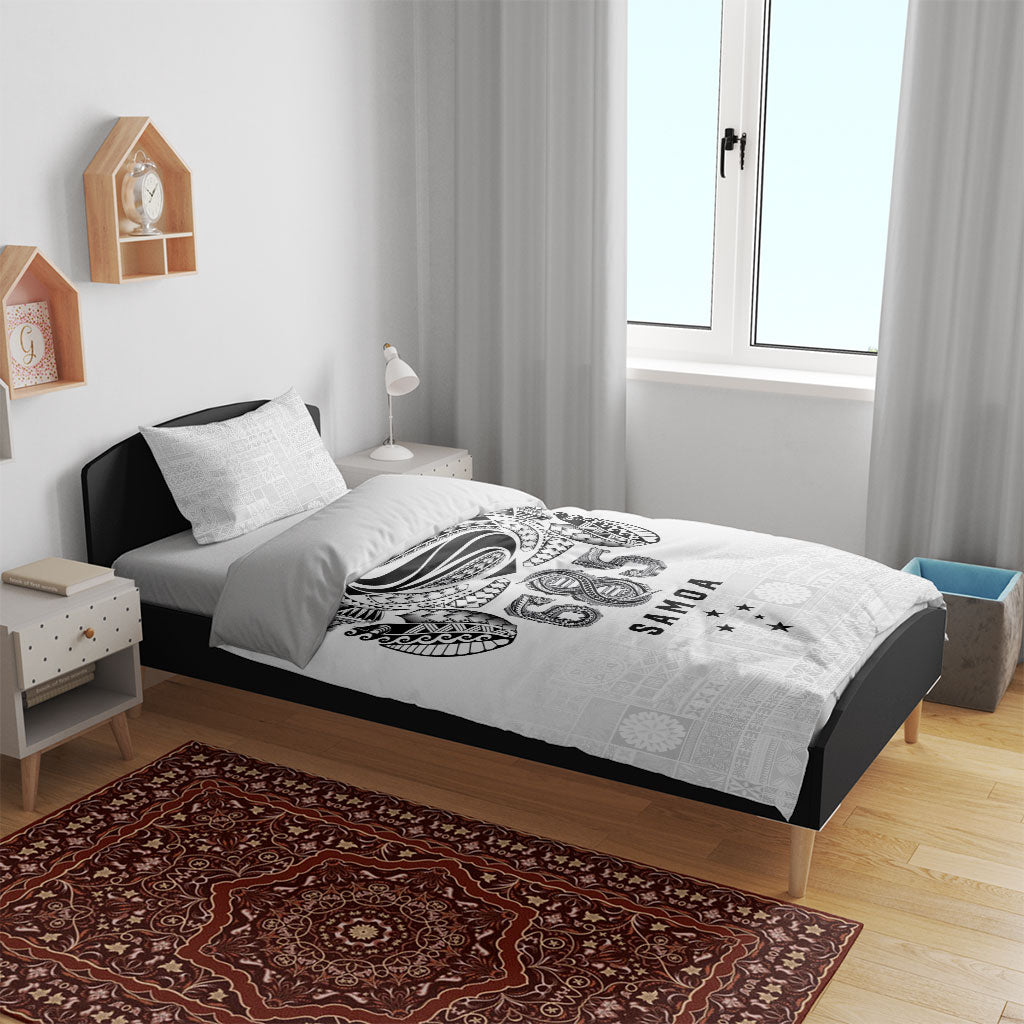 Super Samoa 685 Tribal Tattoo Bedding Set Siapo Pattern White Edition