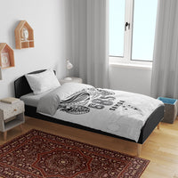 Super Samoa 685 Tribal Tattoo Bedding Set Siapo Pattern White Edition