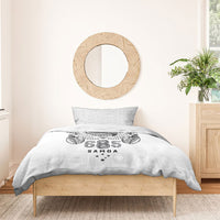 Super Samoa 685 Tribal Tattoo Bedding Set Siapo Pattern White Edition