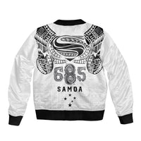 Super Samoa 685 Tribal Tattoo Bomber Jacket Siapo Pattern White Edition