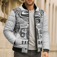 Super Samoa 685 Tribal Tattoo Bomber Puffer Jacket Siapo Pattern White Edition LT03 - Polynesian Pride