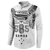 Super Samoa 685 Tribal Tattoo Button Sweatshirt Siapo Pattern White Edition