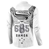 Super Samoa 685 Tribal Tattoo Button Sweatshirt Siapo Pattern White Edition