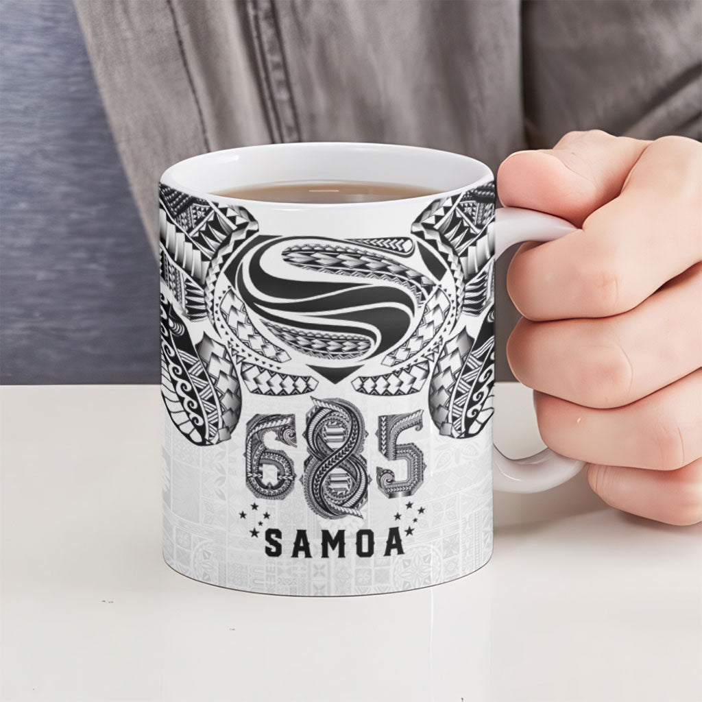Super Samoa 685 Tribal Tattoo Ceramic Mug Siapo Pattern White Edition