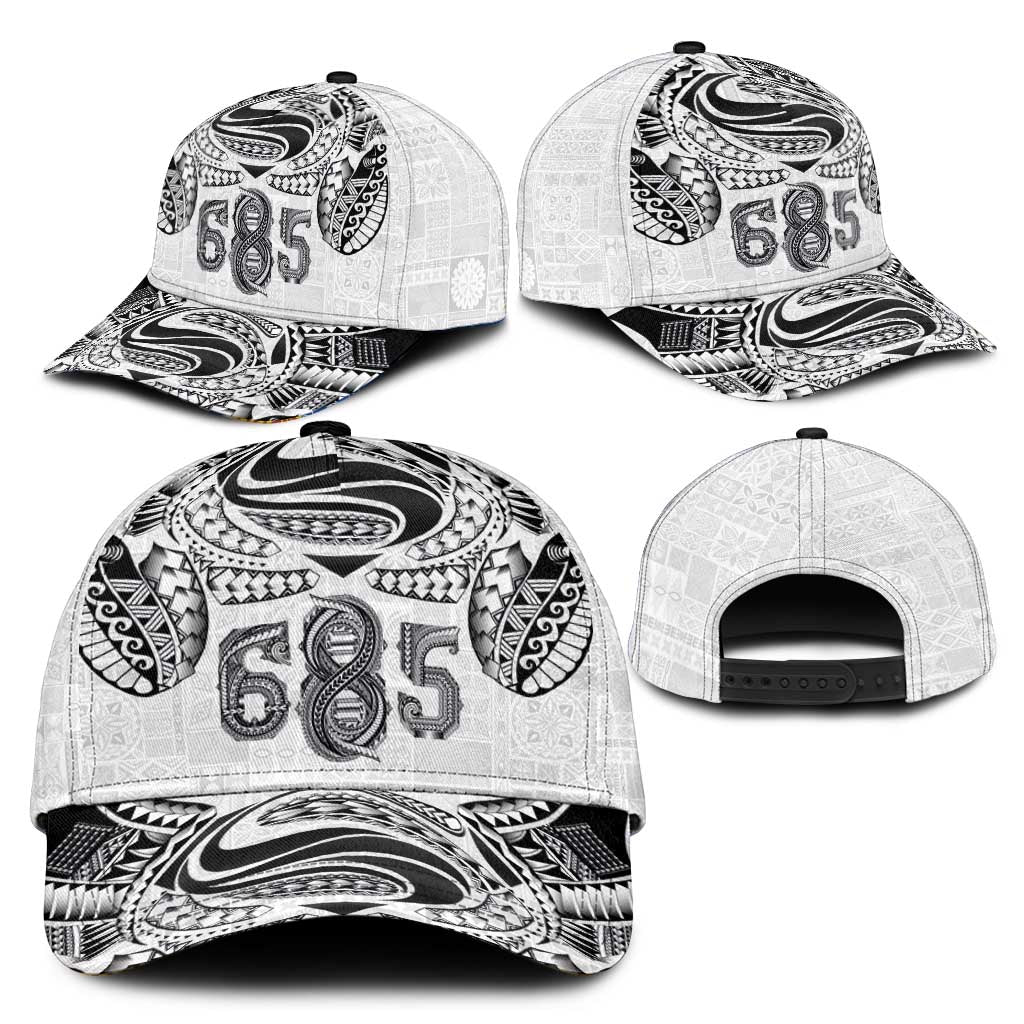 Super Samoa 685 Tribal Tattoo Classic Cap Siapo Pattern White Edition LT03 - Polynesian Pride