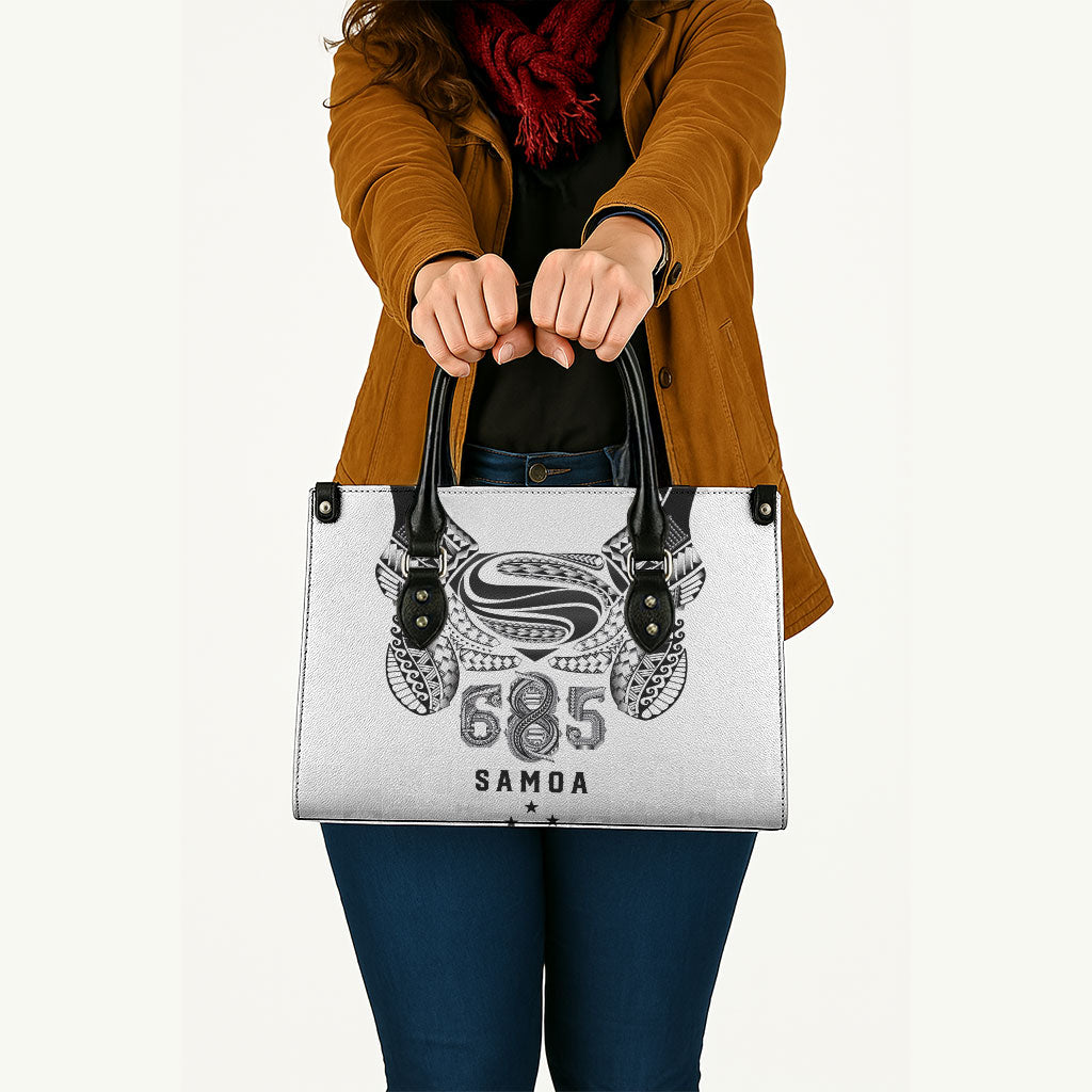 Super Samoa 685 Tribal Tattoo Leather Bag Siapo Pattern White Edition LT03 - Polynesian Pride