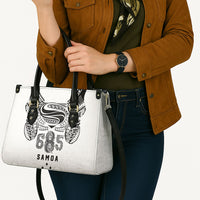 Super Samoa 685 Tribal Tattoo Leather Bag Siapo Pattern White Edition LT03 - Polynesian Pride