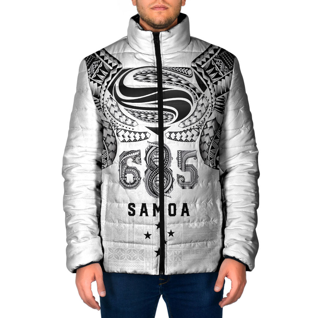 Super Samoa 685 Tribal Tattoo Padded Jacket Siapo Pattern White Edition