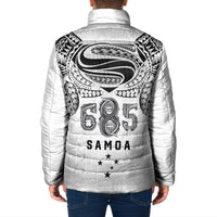 Super Samoa 685 Tribal Tattoo Padded Jacket Siapo Pattern White Edition LT03 - Polynesian Pride