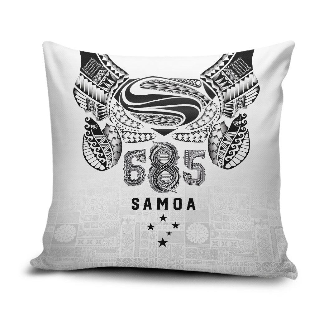 Super Samoa 685 Tribal Tattoo Pillow Cover Siapo Pattern White Edition