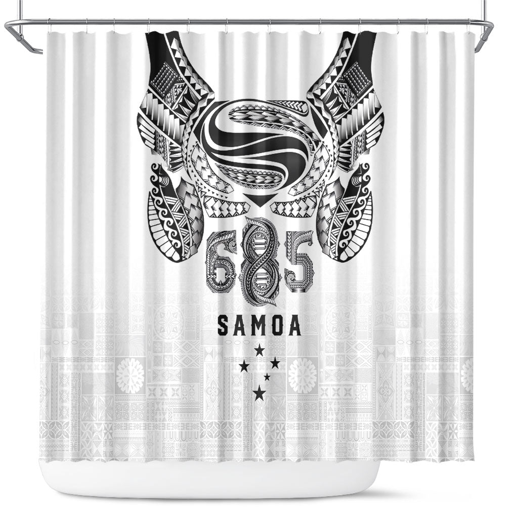 Super Samoa 685 Tribal Tattoo Shower Curtain Siapo Pattern White Edition