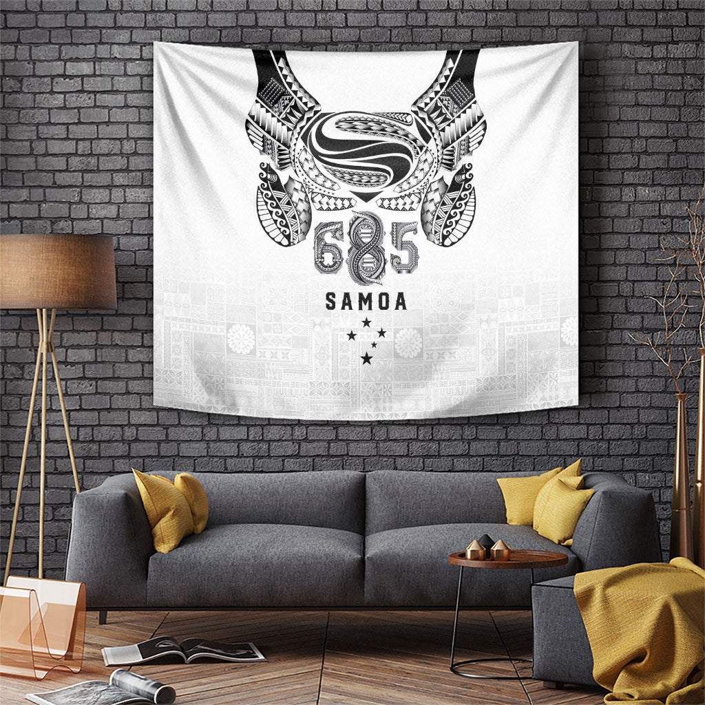 Super Samoa 685 Tribal Tattoo Tapestry Siapo Pattern White Edition