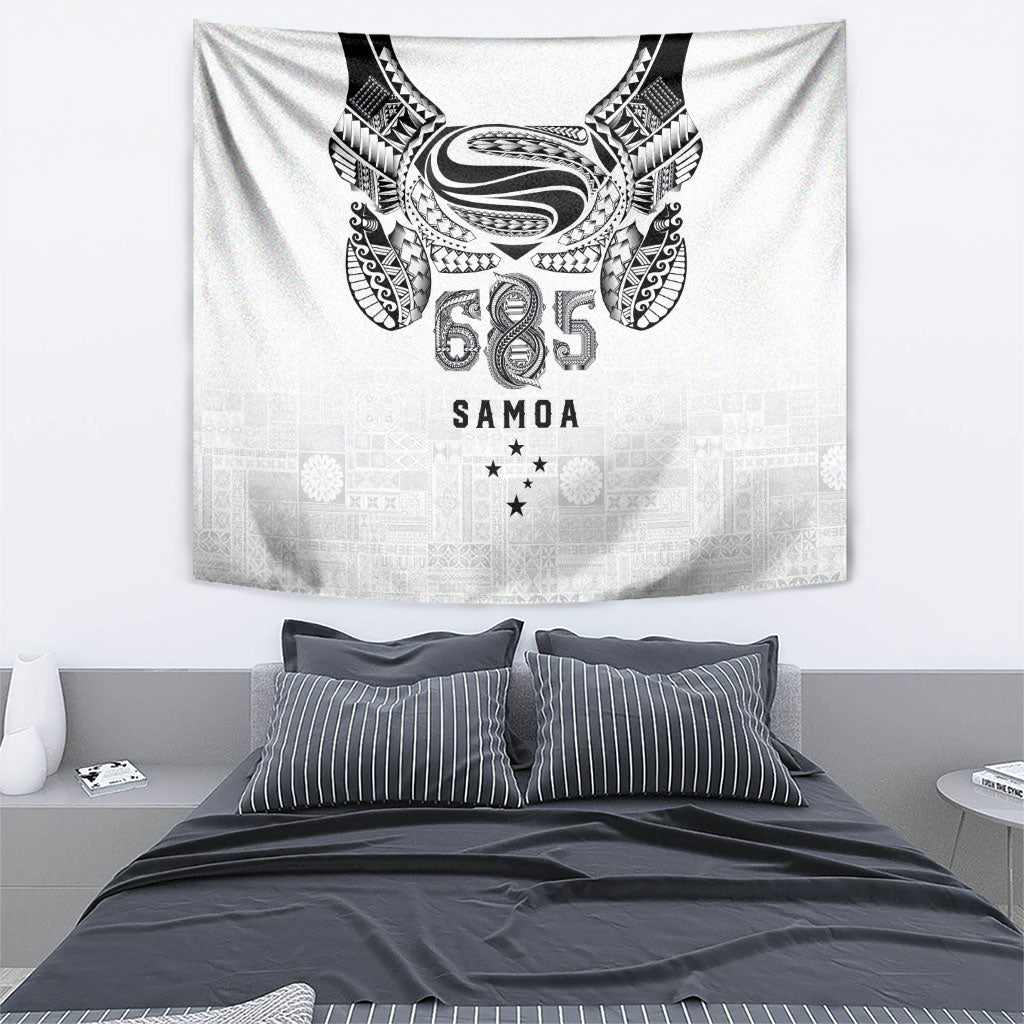 Super Samoa 685 Tribal Tattoo Tapestry Siapo Pattern White Edition