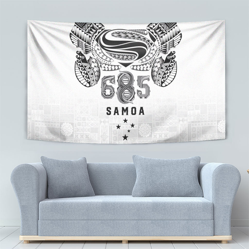 Super Samoa 685 Tribal Tattoo Tapestry Siapo Pattern White Edition