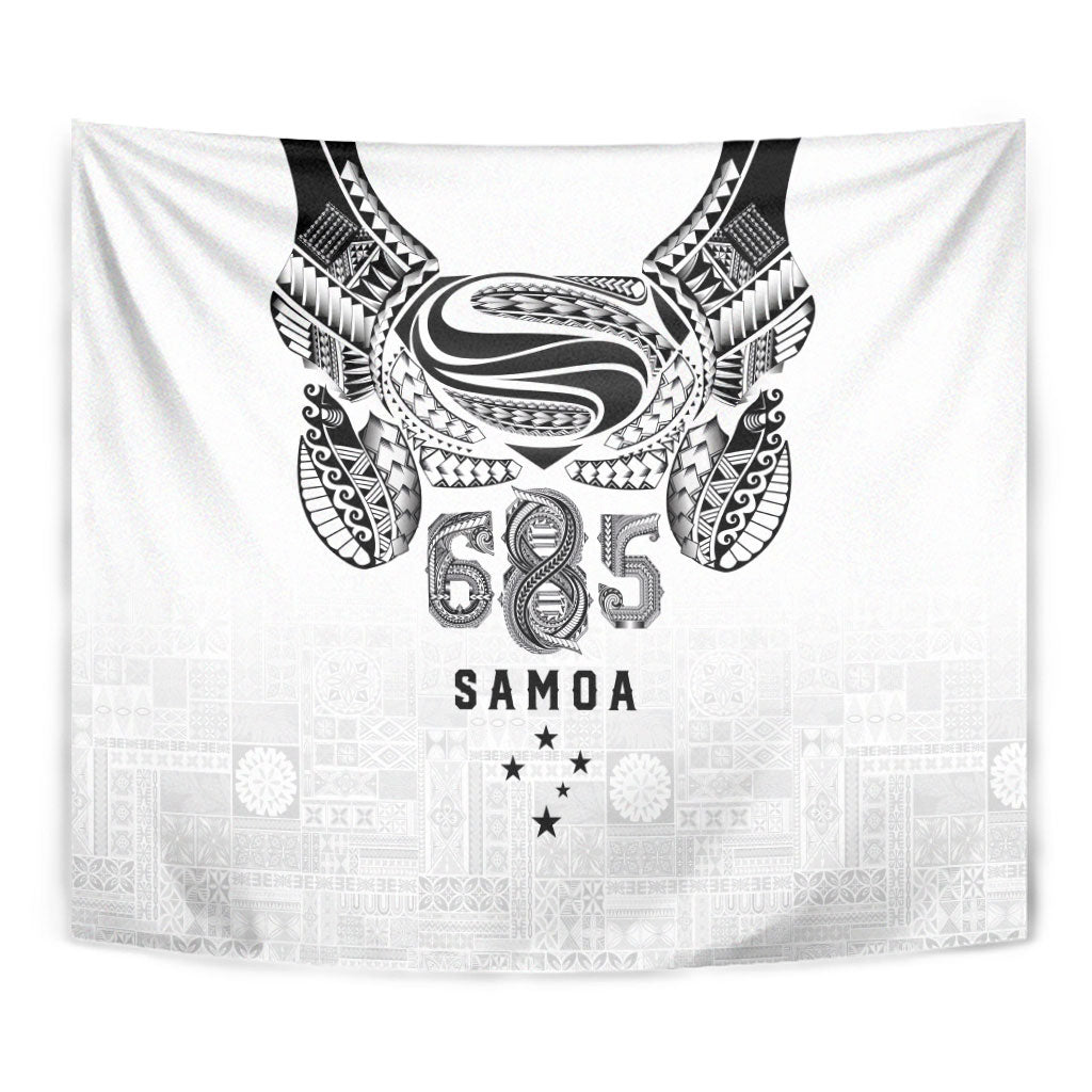 Super Samoa 685 Tribal Tattoo Tapestry Siapo Pattern White Edition