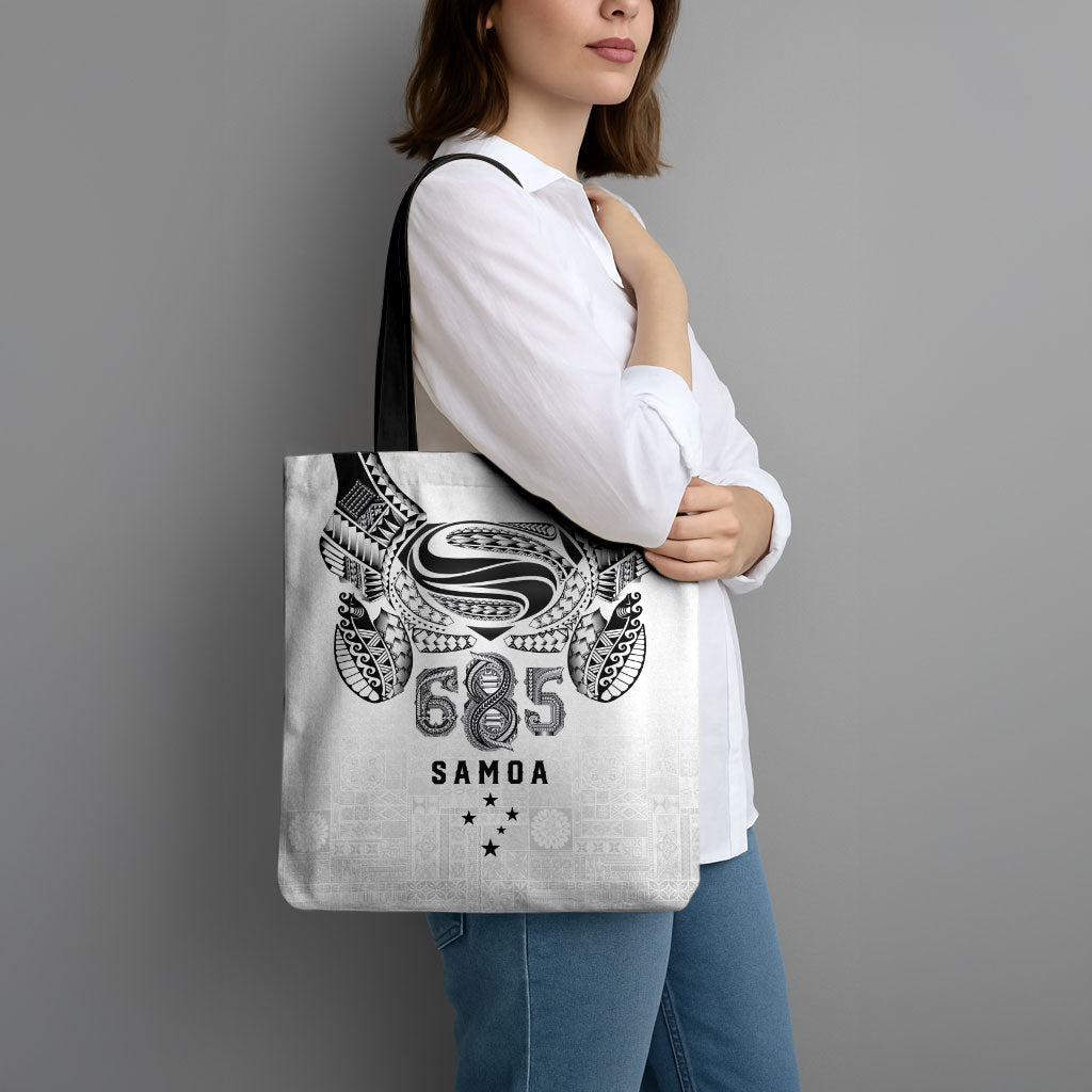 Super Samoa 685 Tribal Tattoo Tote Bag Siapo Pattern White Edition