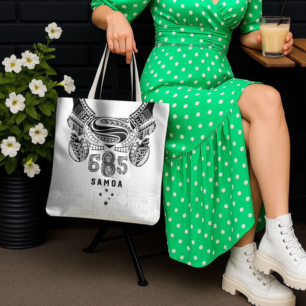 Super Samoa 685 Tribal Tattoo Tote Bag Siapo Pattern White Edition