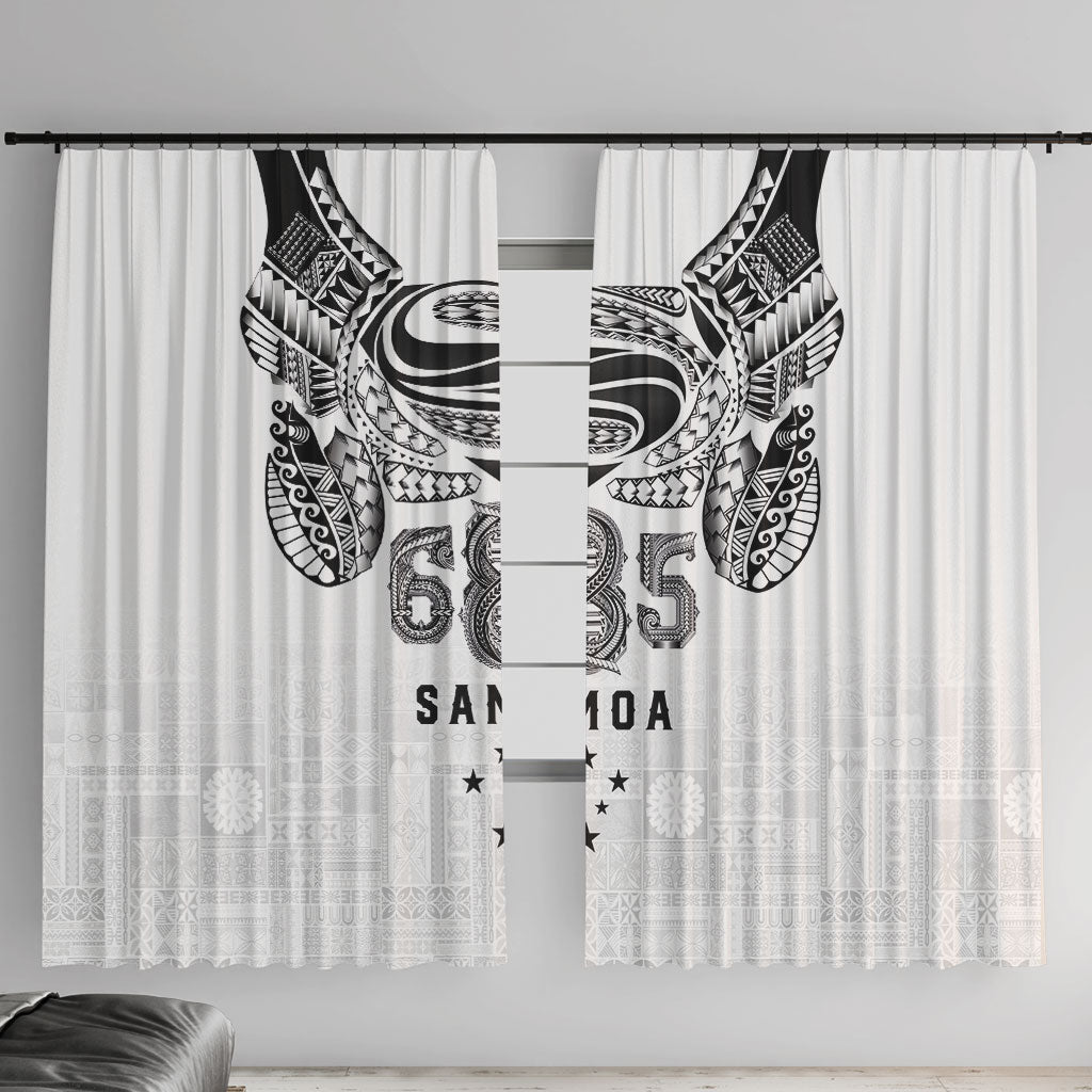 Super Samoa 685 Tribal Tattoo Window Curtain Siapo Pattern White Edition