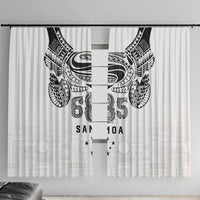Super Samoa 685 Tribal Tattoo Window Curtain Siapo Pattern White Edition LT03 With Hooks White - Polynesian Pride
