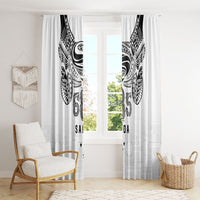 Super Samoa 685 Tribal Tattoo Window Curtain Siapo Pattern White Edition LT03 - Polynesian Pride