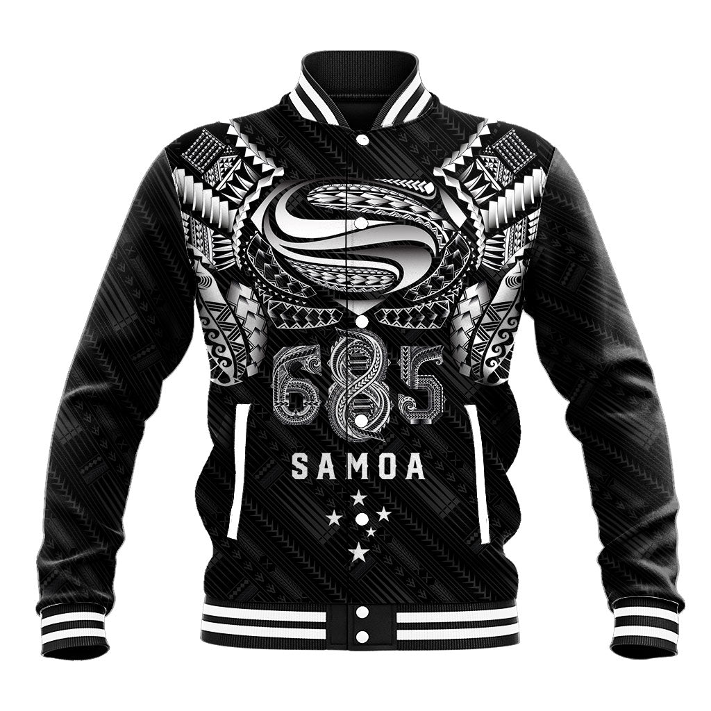 Super Samoa 685 Tribal Tattoo Baseball Jacket Samoan Ornament Pattern Black Edition LT03 Unisex Black - Polynesian Pride