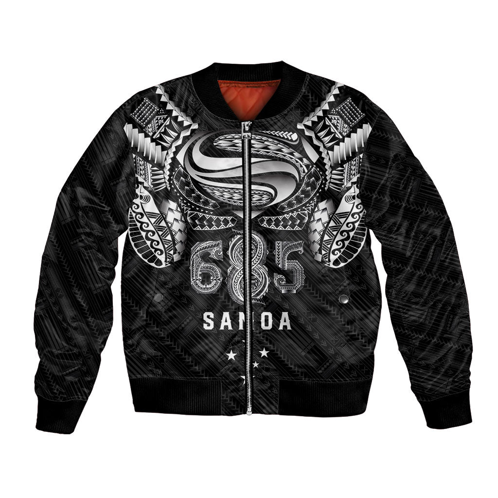 Super Samoa 685 Tribal Tattoo Bomber Jacket Samoan Ornament Pattern Black Edition