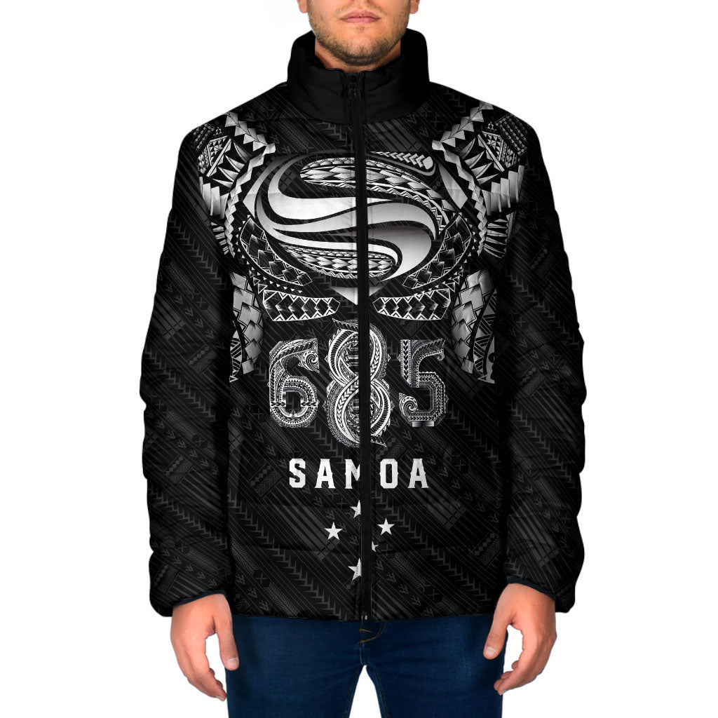 Super Samoa 685 Tribal Tattoo Padded Jacket Samoan Ornament Pattern Black Edition