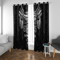 Super Samoa 685 Tribal Tattoo Window Curtain Samoan Ornament Pattern Black Edition LT03 With Grommets Black - Polynesian Pride