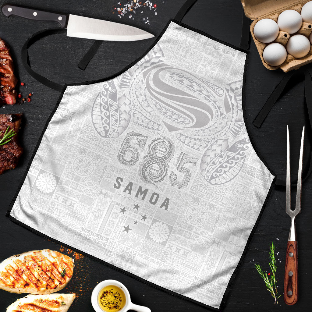 Super Samoa 685 Tribal Tattoo Apron Siapo Pattern All-White Edition LT03 White - Polynesian Pride