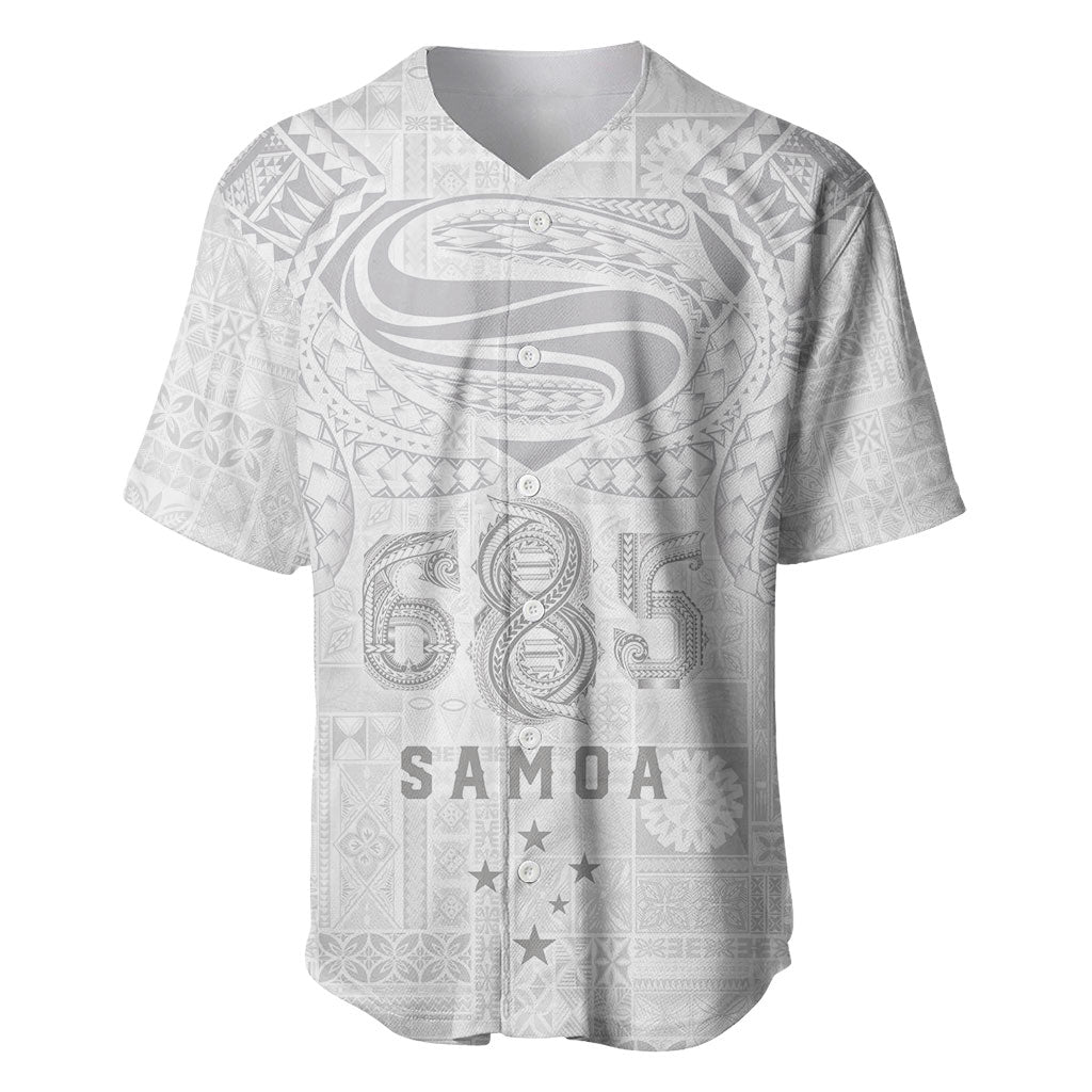 Super Samoa 685 Tribal Tattoo Baseball Jersey Siapo Pattern All-White Edition