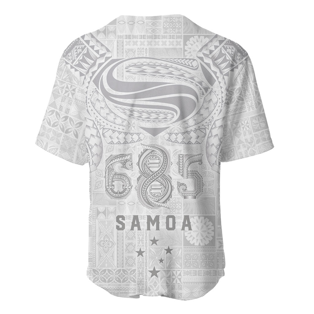 Super Samoa 685 Tribal Tattoo Baseball Jersey Siapo Pattern All-White Edition LT03 - Polynesian Pride