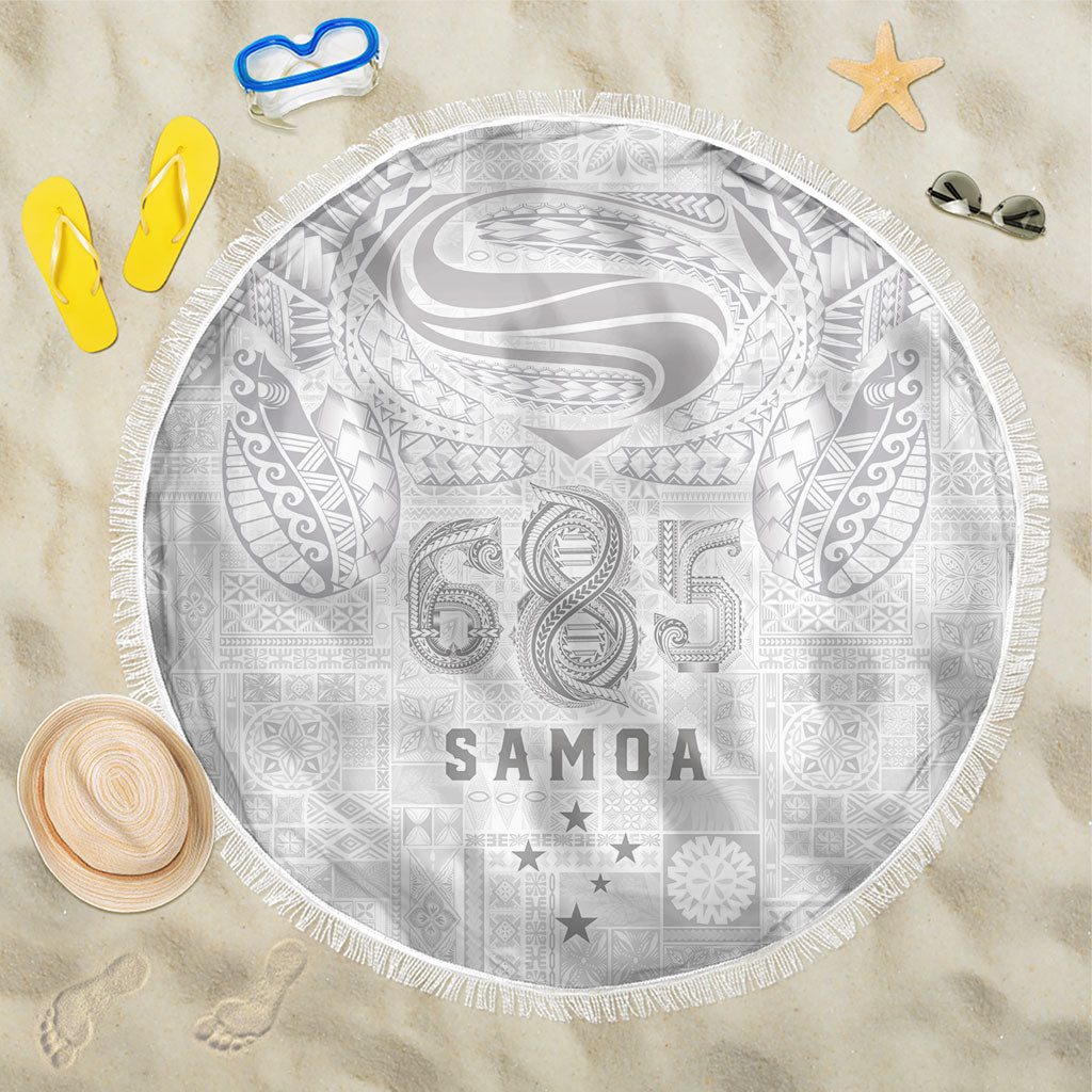 Super Samoa 685 Tribal Tattoo Beach Blanket Siapo Pattern All-White Edition