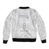Super Samoa 685 Tribal Tattoo Bomber Jacket Siapo Pattern All-White Edition