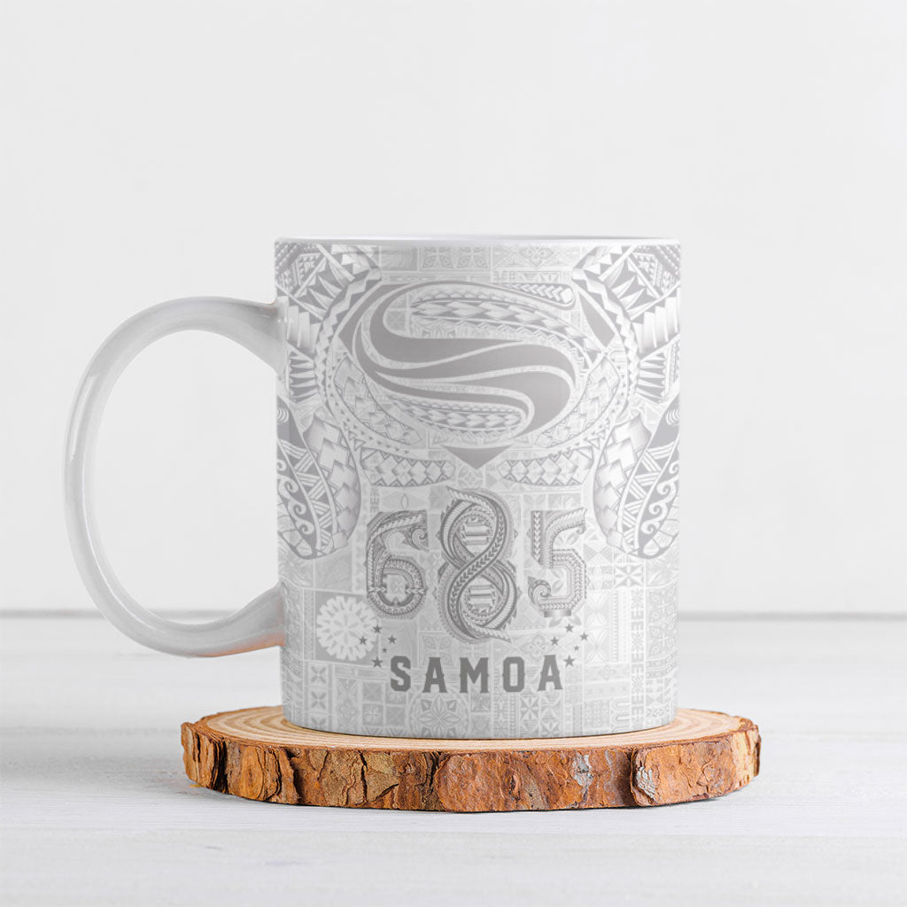 Super Samoa 685 Tribal Tattoo Ceramic Mug Siapo Pattern All-White Edition