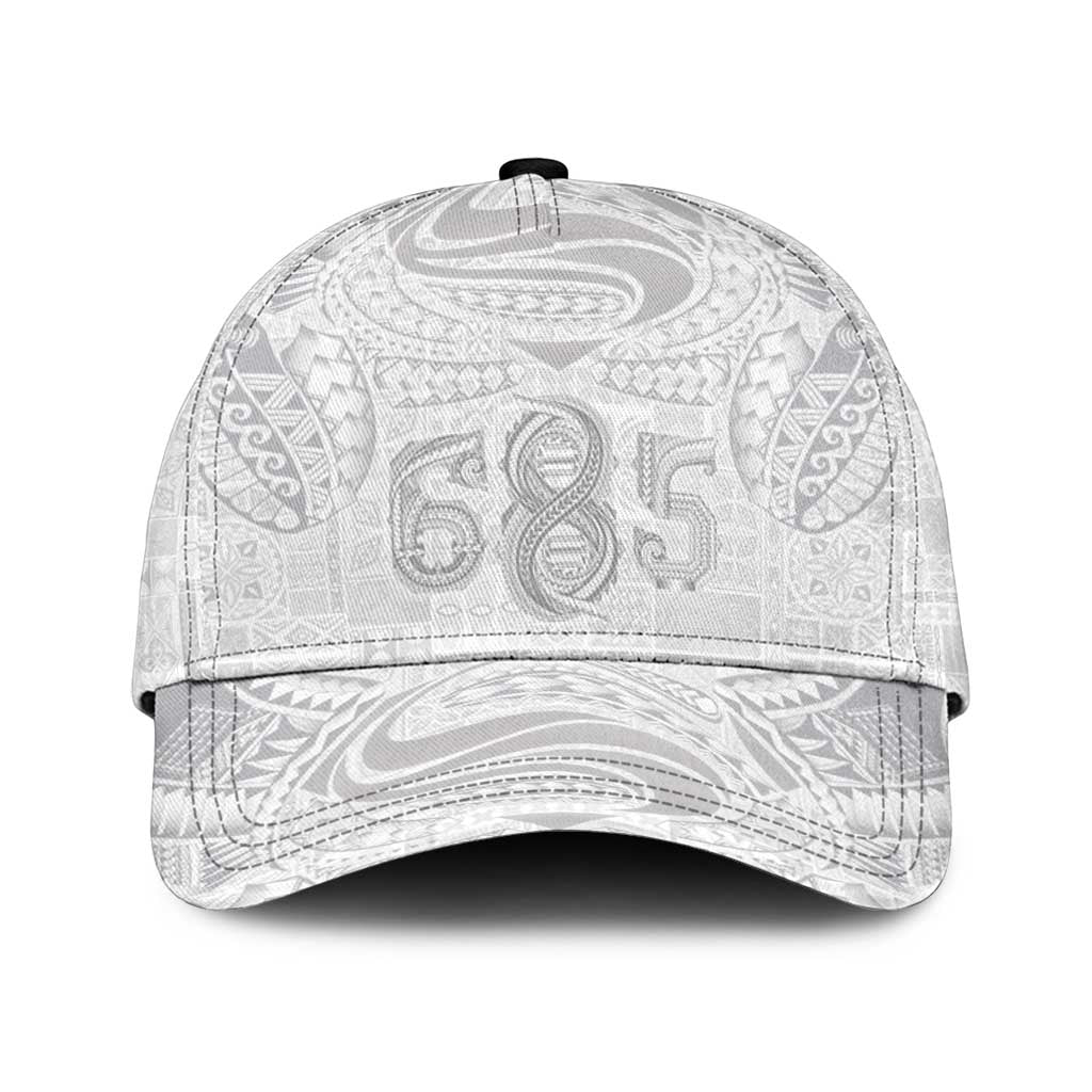 Super Samoa 685 Tribal Tattoo Classic Cap Siapo Pattern All-White Edition