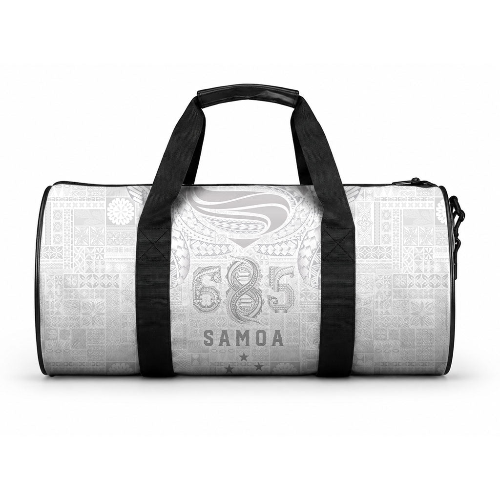 Super Samoa 685 Tribal Tattoo Duffle Bag Siapo Pattern All-White Edition