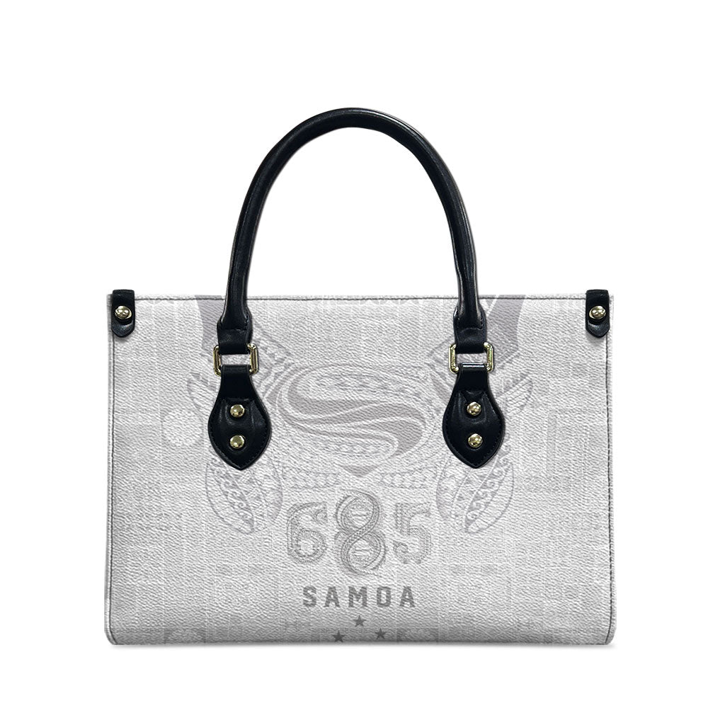 Super Samoa 685 Tribal Tattoo Leather Bag Siapo Pattern All-White Edition